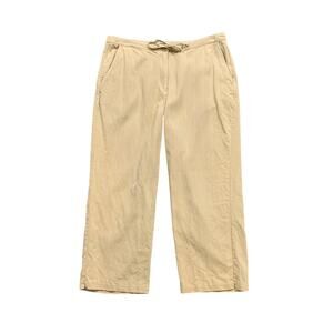Tommy Bahama Pants Womens 10 Khaki Silk Cropped Drawstring Tie Relaxed Wide Leg
